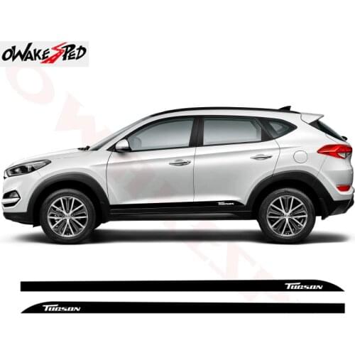 Car Side Skirt Sticker Carbon Fiber Stripes Vinyl Decals For Hyundai Tucson 2015-2018 Auto Body External Accessories Sticker