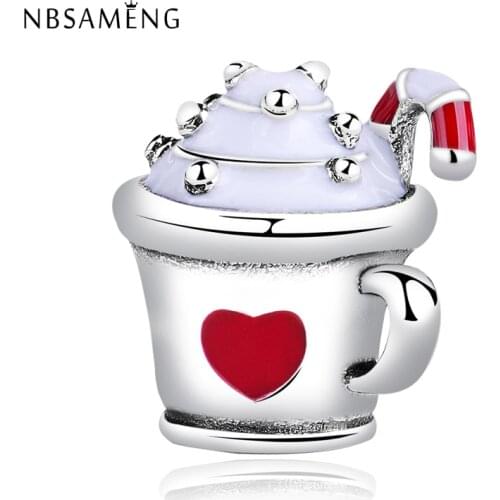 New 100% 925 Sterling Silver Bead Charm Love Heart Ice Cream Cup Warm Cocoa Beads Fit Original Women Bracelet Jewelry