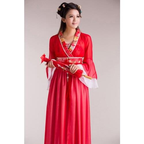 2018 new ancient chinese costume women folk dance costume for woman hanfu women new year Fan clothing costumes