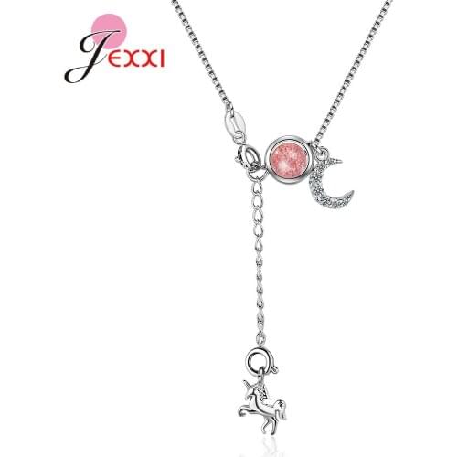 New Design S925 Sterling Silver Unicorn Pendant Necklace Night Style Creative Silver Jewelry Engagement Gift for Lovers
