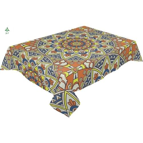 Premium Tablecloth Mandala Motif With Symmetrical Art Family Holiday Dinner Wedding Parties And Banquets