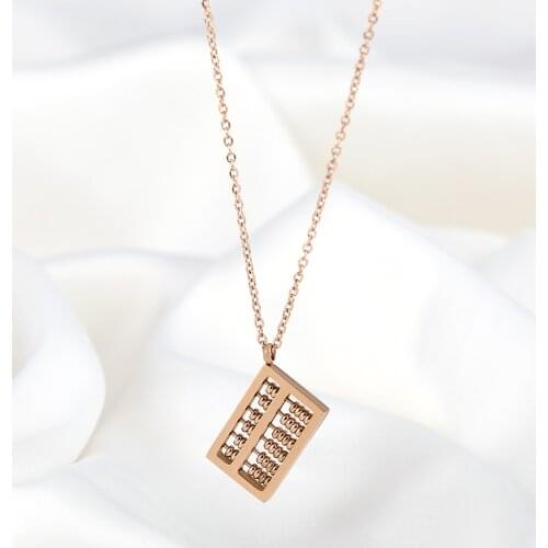Movable Abacus Pendant Necklace For Women High Quality Color Retention Stainless Steel Neck Chain Jewelry Birthday Party Gifts