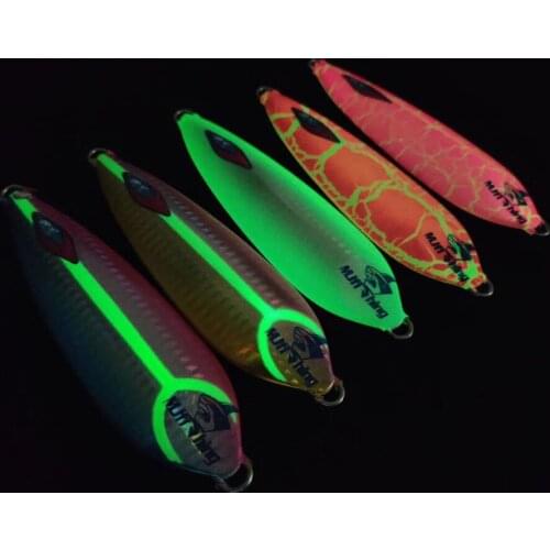 TOMA 1pc Slow Pitch Fishing Metal Jigging Saltwater Assist Hook Lead Jig 200g 300g Glow Crack Type Fishing Lure Bait