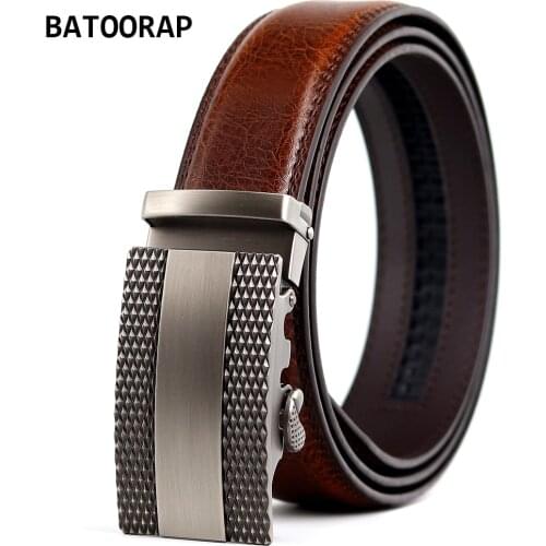 2021 Mens Belt Brown High Quality Casual Leather Belt Ratchet Metal Auto Buckle Jeans Waist Strap Male Business Belts For Men
