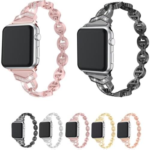 Stainless Steel Watchband Jewelry Bracelet for iWatch Apple Watch 38mm 40mm 42mm 44mm Series 1 2 3 4 5 Band Women Strap