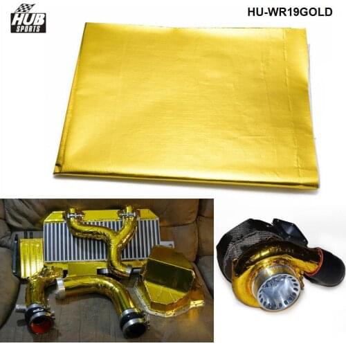39" x 47" SELF ADHESIVE REFLECT A GOLD HEAT WRAP BARRIER FOR THERMAL RACING ENGINE EXHAUST For Toyota HU-WR19GOLD