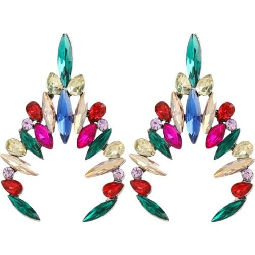4colors Crystal Gems Women Fashion Dangle Earrings Jewelry High Quality Girls' Collection Earrings Accessorie