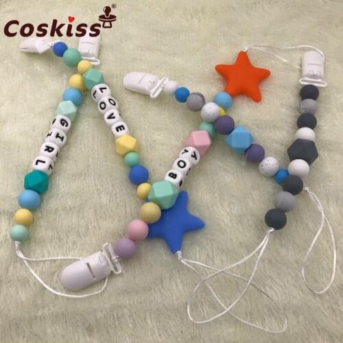 Pacifier Clips Silicone Teething Beads BPA Free Binky Holder for Girls, Boys, Baby Shower Gift, Teether Toys, Soothie, Mam