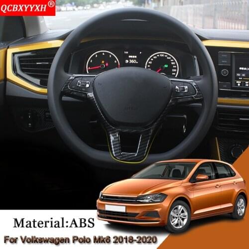 Car Styling Car Steering Wheel Decorative Frame Sequins Cover Sticker Accessories For Volkswagen Polo MK6 Virtus Sedan 2018-2020