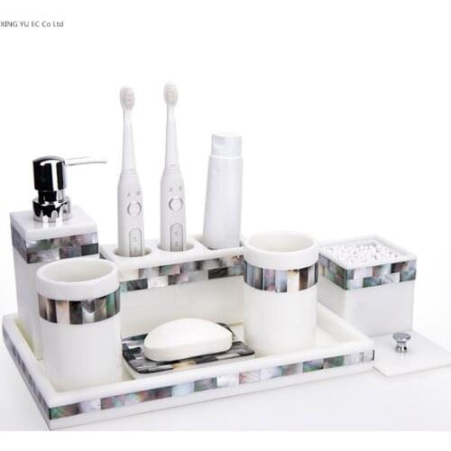 Light Luxury Shell Toothbrush Holder Bathroom Decoration Accessories Toothpaste Dispenser Soap Dispenser Household Storage Tray