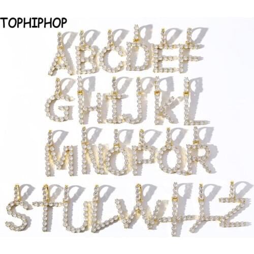TOPHIPHOP A-Z Hip Hop Letter Pendant Full Zircon Bling High Quality AAA Cubic Zircon Mens Womens Jewelry Gifts
