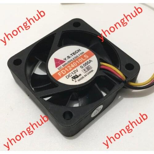Y.S TECH FD124010LS DC 12V 0.055A 2-Wire 40x40x10mm Server Cooling Fan