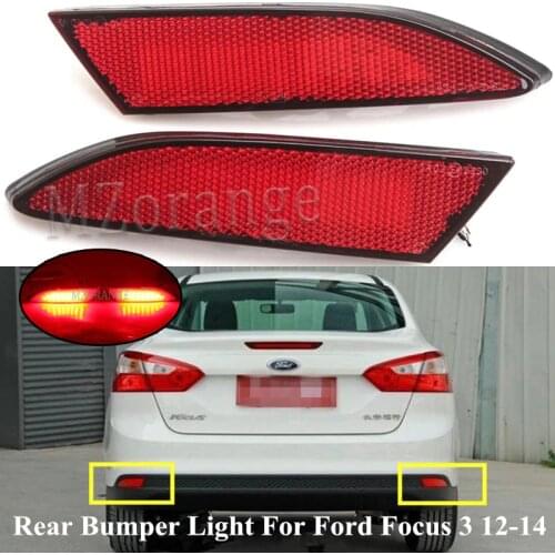 2PCs LED Rear Reflector Light For Ford Focus 3 2012-2014 Sedan Hatchback Car Styling Brake Warning Bumper Fog Lamp Auto Parts