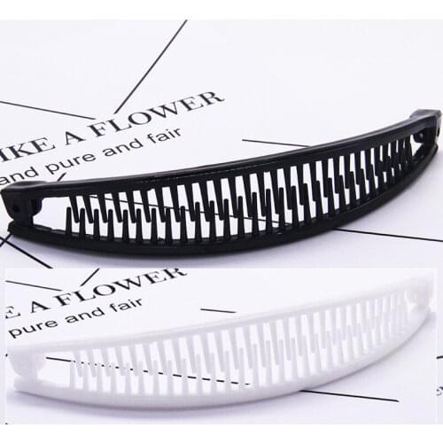 Black +White Women Headwear Banana Hair Clip For Girls Vintage Hairgrips Fashion Ponytail Holder Hair Accessories For Women