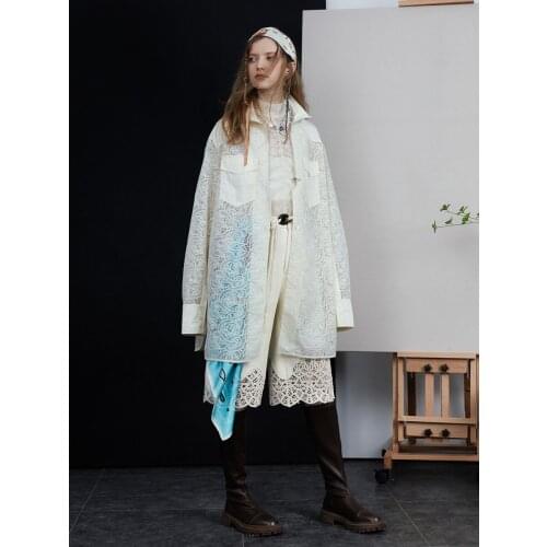 IRINACH450 Fall Winter 2021 Collection Original Design Long Sleeve Embroidered Lace Shirt Women