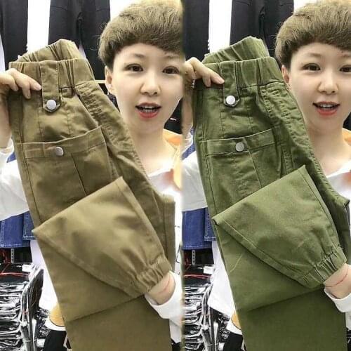 Womens Pants 2021 New Autumn Casual Elastic Waist High Waist Overalls Trousers Fitness Harem pants Female Pants Plus Size 4XL