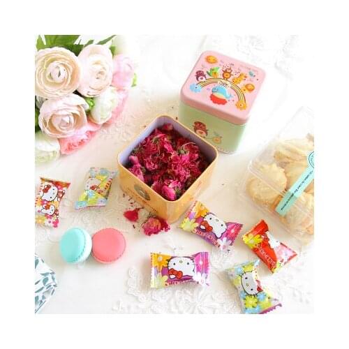 Square Mini Cute Colorful Cartoon 7.5 x 7.5 x 6.5cm Candy Pill Lipstick Tin Storage Coin Box Wedding Party Candy Gift Tin Box