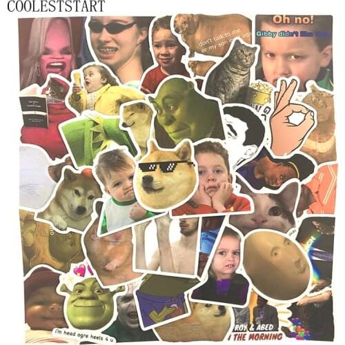 50 Pcs/pack Funny Spoof Meme Scrapbooking Cartoon Stickers For Laptop Skateboard Luggage Refrigerator Notebook Helmet Stickers