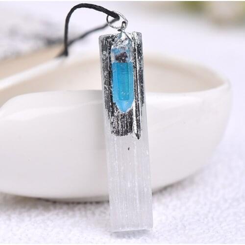 100% Natural Selenite plaster Pendant Rock Mineral Specimen Jewelry Reiki Healing Energy Stone Add Charm DIY gifts Souvenir 1PC