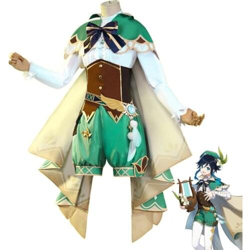 2020 New Game Genshin Impact Cosplay Costume Venti Cosplay Costumes Outfit Carnival Halloween Adult Costumes for Women/Men S-XL