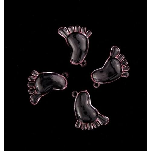 33X43mm Pink/Blue Color Acrylic Baby Feetfinger Pendant Gems For Baby Shower Christening Party Gift Craft DIY Decoration