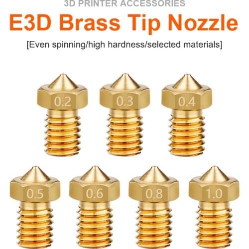 5Pcs 3D Printer Accessories M6 Threaded Brass Nozzle For 1.75mm/3.0mm Filamnet Full Metal 0.2-1.0mm E3D V5 V6 Hotend Extruder