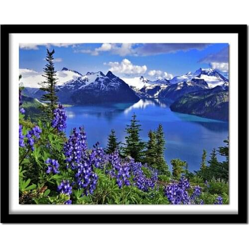 Diamond Embroidery Landscape Wall Art Diamond Painting Blue Sky and White Clouds Rhinestone Home Decor