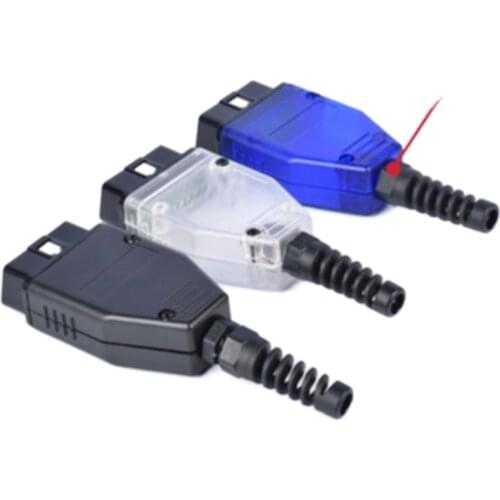 Car OBD2 16Pin Connector Connection Male OBD Shell Adapter With Plug Shell SR Screw Spot 12V J1962 Black Blue Transparent