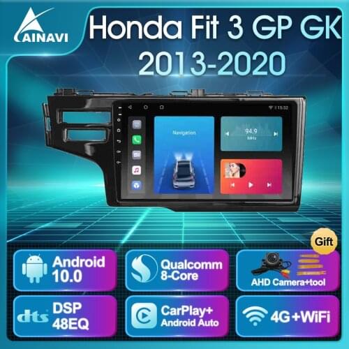 Car Radio Android 10.0 QLED Screen For Honda Fit 3 GP GK 2013-2020 LHD Auto Stereo Multimedia Player Navigation Carplay NO 2din
