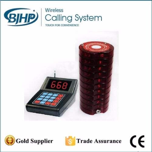 Wireless guest call pager service system queue number pager long range vibrating pager 1 keypad+1charger+10 pager