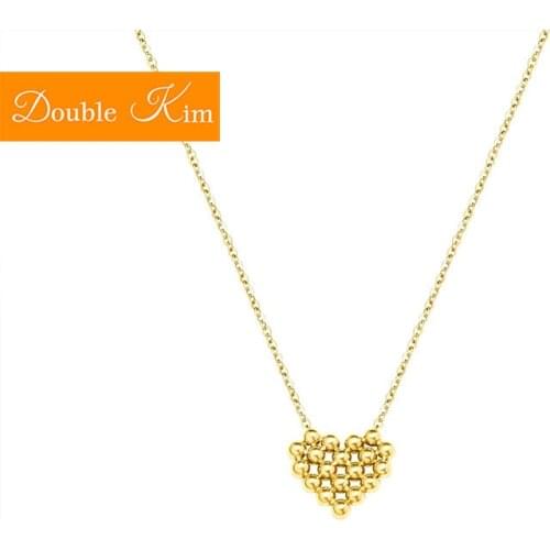 Peach Heart Beads Pendant Necklace Titanium Stainless Steel Rose Gold Chain Necklace Trendy Women Jewelry Gift