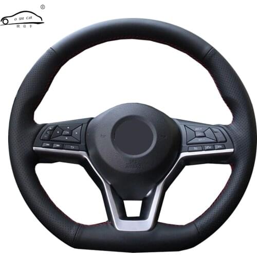 Genuine leather car steering wheel cover for Nissan X-Trail 2017-2019 Qashqai 2018 Rogue/Custom Steering-Wheel Handlebar Braid
