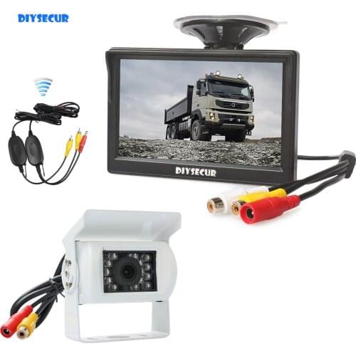 DIYSECUR Wireless 5" LCD Display Rear View Car Monitor Waterproof Color CCD Reverse Backup Car Truck Camera IR Night Vision