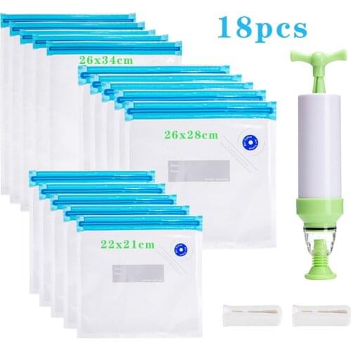 Recyclable Sous Vide Food Fruit Preservation Compression Embossed Packaging Household Vacuum Zipper Lock Bag With Hand Pump