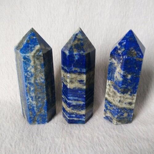 Druzy Hexagonal Reiki Healing Crystal Lapis Lazuli Chakra Column Pointed Natural Gems Polished Stones Mini Decoration Ornaments
