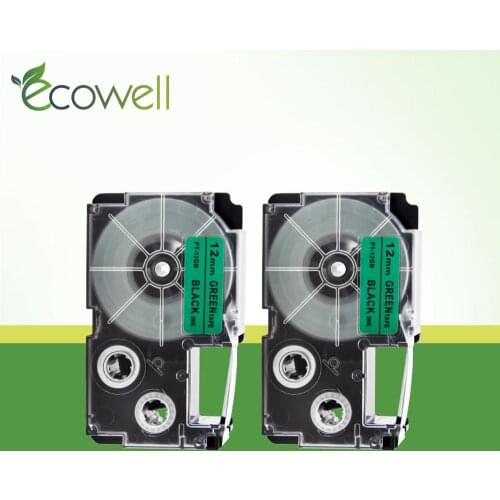 Ecowell 2pcs XR-12GN label ribbon XR12GN XR 12GN compatible for Casio KL-60SR KL120 KL-60 label maker 12 GN 12GN label cartridge