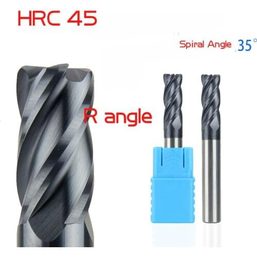 Tungsten carbide nose milling cutter with 4 edges and 45 degrees coating and Taurus nose milling cutter with R Angle 3R0.5-12R1m