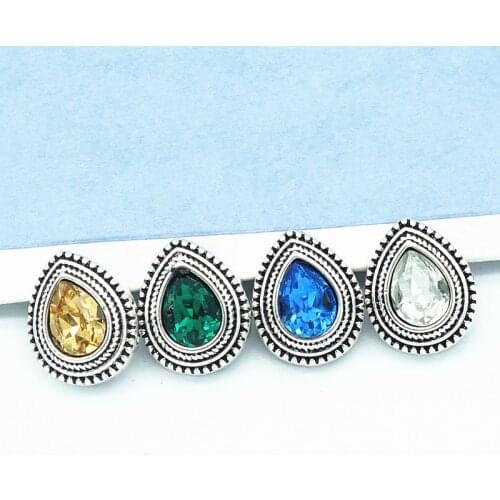 Hot sale 10pcs mixed beauty rhinestone Drop 12MM metal snap buttons charms fit DIY 12mm snap jewelry KZ9065