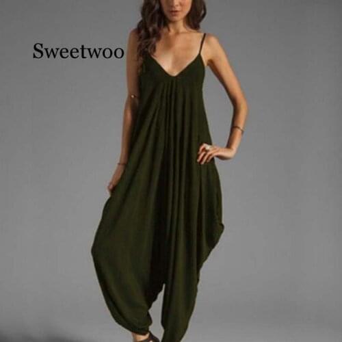 Romper One-piece Jumpsuits Overalls Womens One-piece Playsuits Spaghetti Strap Sexy Deep V-Neck Plus Big Oversize