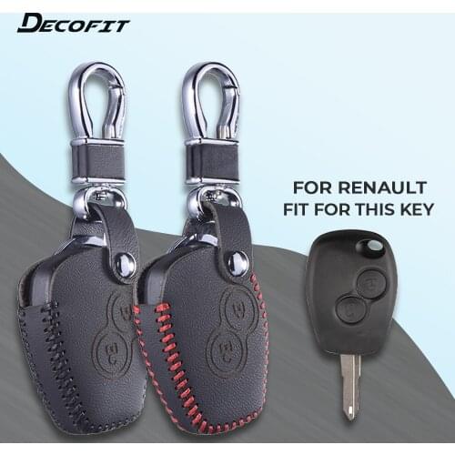 Leather Key Cover 2 buttons for Renault Clio Kangoo 2 Dacia Logan Espace Sandero Megane Modus Case Keychain Fob Keybag Wholesale