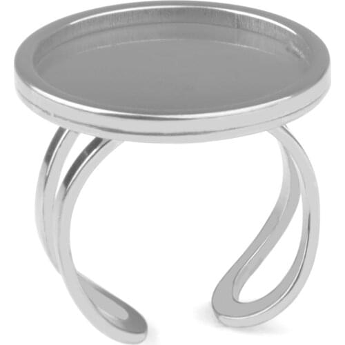 5pcs 20MM Round White Platinum Blank Bezel Ring Settings Adjustable Open Ring Base For 20mm Glass Cabochon DIY Jewelry Making