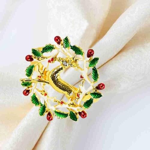 Metal Christmas Napkin Rings Christmas Tree Elk Serviette Ring Towel Holder For New Year Xmas Party Dinner Table Decor Noel Gift