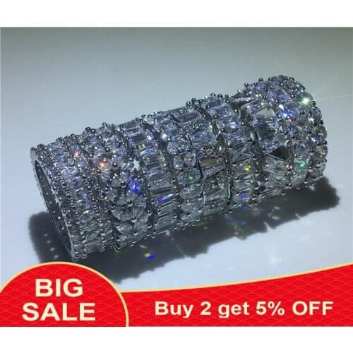 Fashion 12 Styles Finger ring 925 Sterling silver AAAAA Cubic Zirconia Party Wedding Band Rings for women men Jewelry Gift