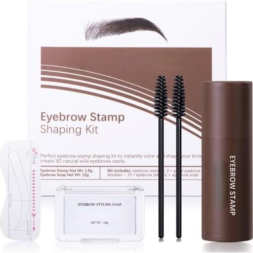 Eyebrow Stamp Shaping Kit With 10 Reusable Eyebrow Stencils Eyebrow Brushes Brow Styling Cream Sweat Resistance Stamp Makeup Kit
