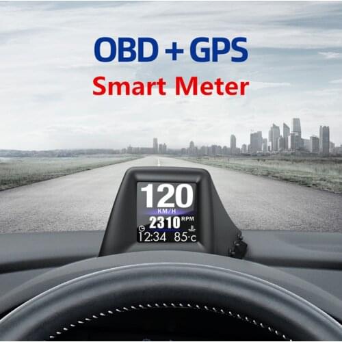 China Newest HUD GADGET OBD2+GPS HUD On-board Computer A-pillar trim Install RPM Turbo Pressure Oil & Water Temp GPS Speedometer