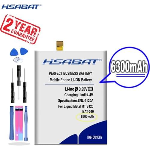 New Arrival [ HSABAT ] 6300mAh BAT-510 Replacement Battery for Acer Liquid Metal MT S120 BAT-510 (1/CP6/65/85) SP516485SF-C
