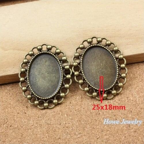 Wholesale 17 pcs Vintage Charms Oval picture frame Pendant Antique bronze Fit Bracelets Necklace DIY Metal Jewelry Making