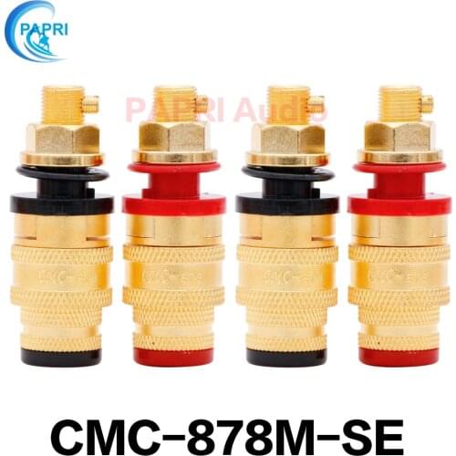 PAPRI CMC-878M-SE Socket Connector Banana Plug Gold Plated OFC Brass Speaker Amplifier Binding Post Terminal 4PCS