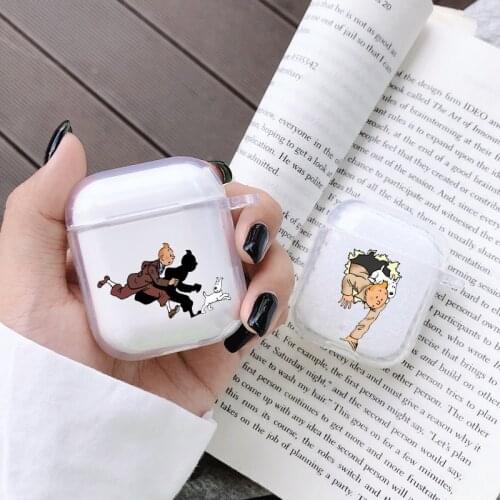 The Adventures of Tintin Animation Cartoon Fashion Case For Airpod For Airpods 2 1 Cases For Air pod Clear Soft TPU Case Coque