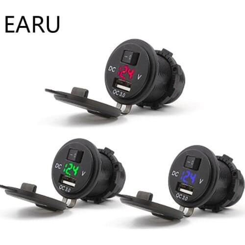 QC3.0 Quick charge Energy saving time saving Voltage Meter Voltmeter Display ,Car charger with smart on/off Waterproof